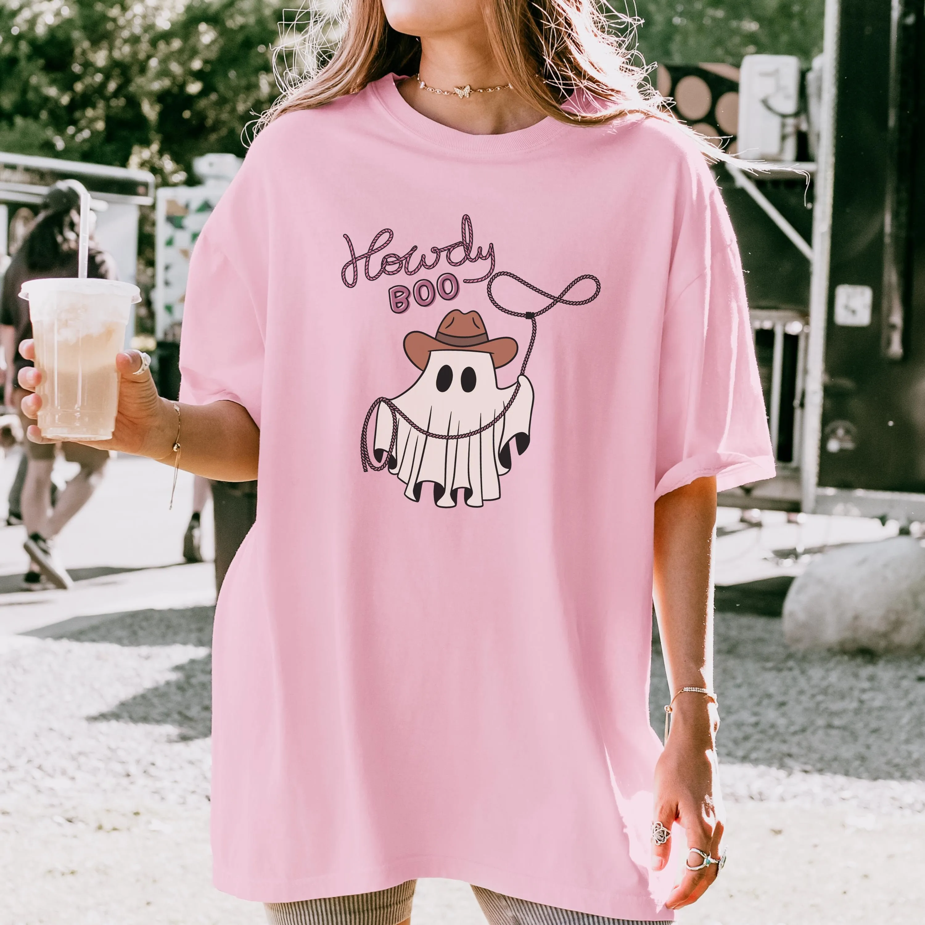 

Howdy Boo Western Halloween Comfort Colors Fall T Shirt Womens Trendy Cowboy Ghost Country Crewneck