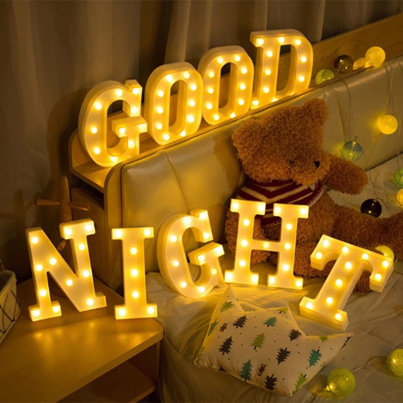 26 Letter LED Lights Luminous Alphabet Letters Lamp Ambience Battery Night Light Christmas Wedding Birthday Party Decoration