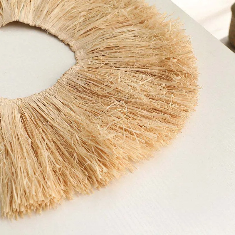 Material de borlas de rafia Natural, tejido hecho a mano, artesanía de paja seca, decoración de muebles de pared para el hogar, fiesta de boda, regalo Diy