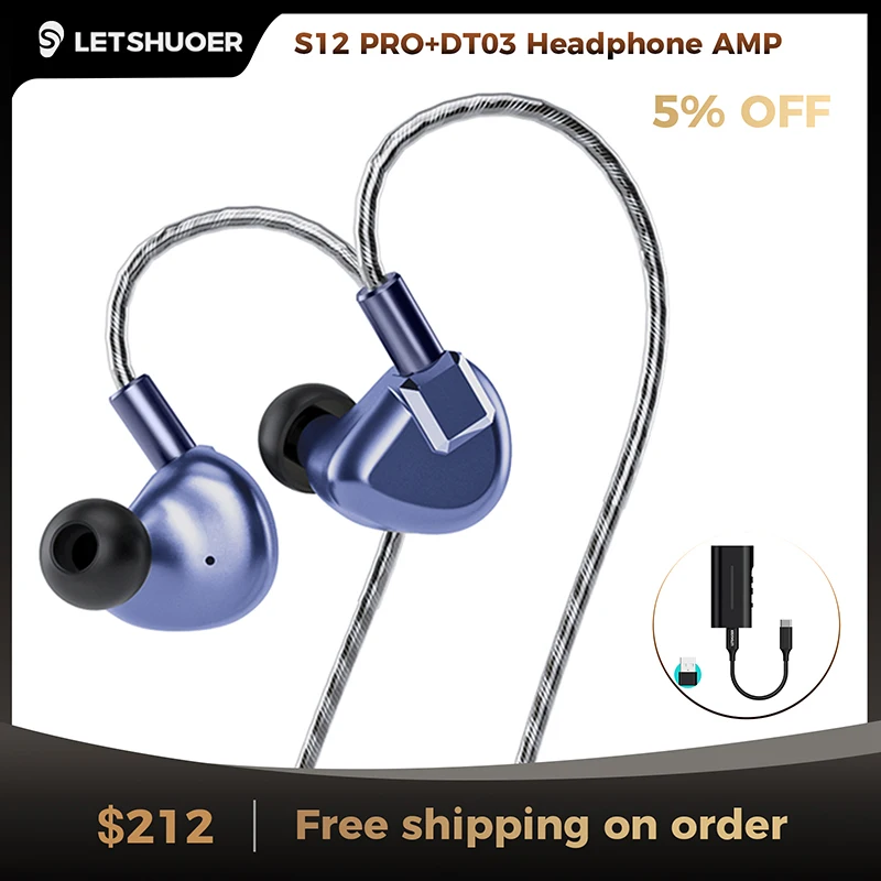 Letshuoer S12 PRO Wired In-ear Hifi Earphones Planar Driver IEMs Hi Fi Headphone Audio Monitor and DT03 DAC