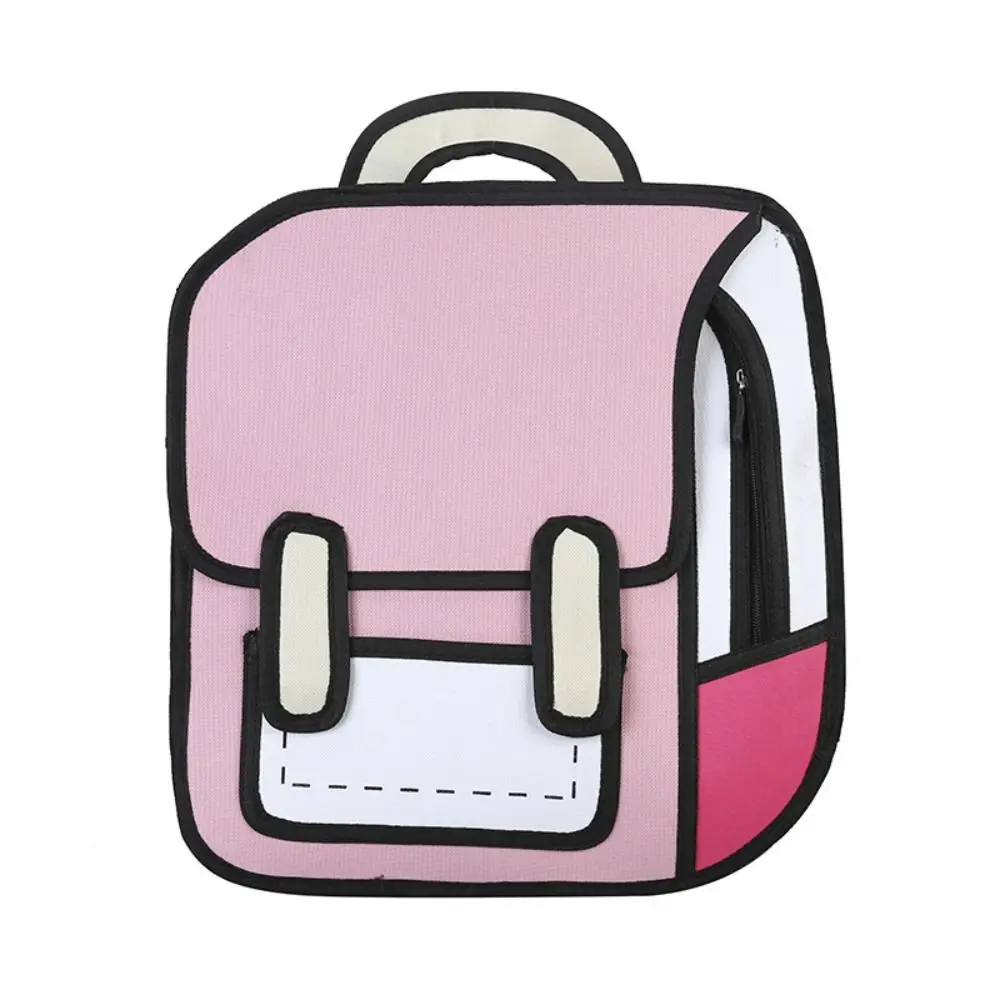 Trendy 2D Comic Print Student Schoolbag Large Capacity Adjustable Strap Student Backpack Lightweight Book Bag Daily Use