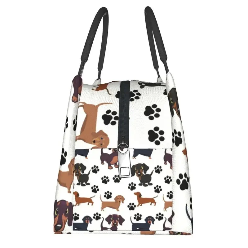 Dachshund Animal Paw Insulated Lunch Bags for Resuable Sausage Wiener Badger Dog Thermal Cooler Lunch Tote Office Picnic Travel