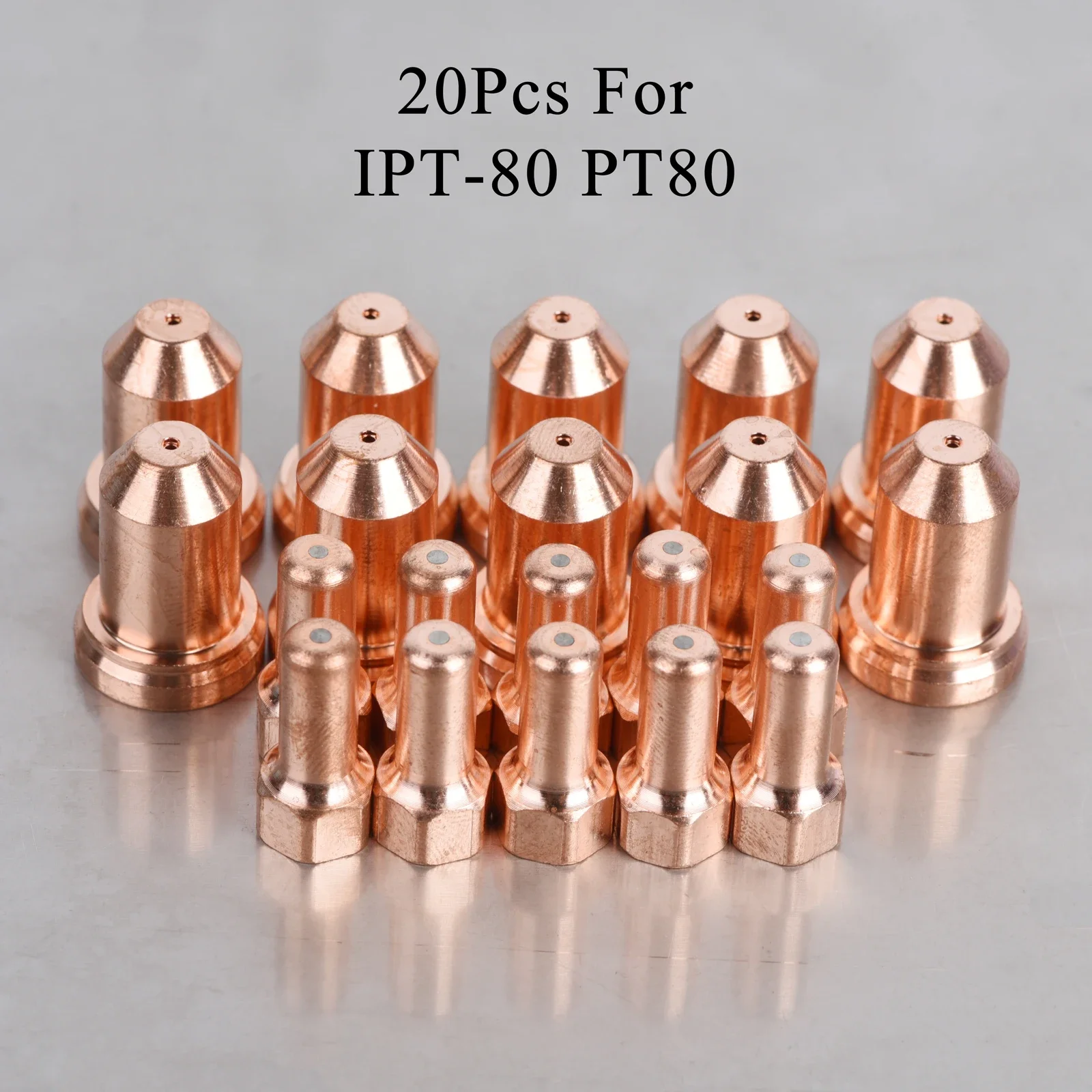 

20pcs PT-80 PT80 IPT-80 PTM-80 Electrode 52558 Nozzle 51311 1.0mm/1.1mm/1.2mm/1.3mm Fit Plasma Cutter Torch Consumables
