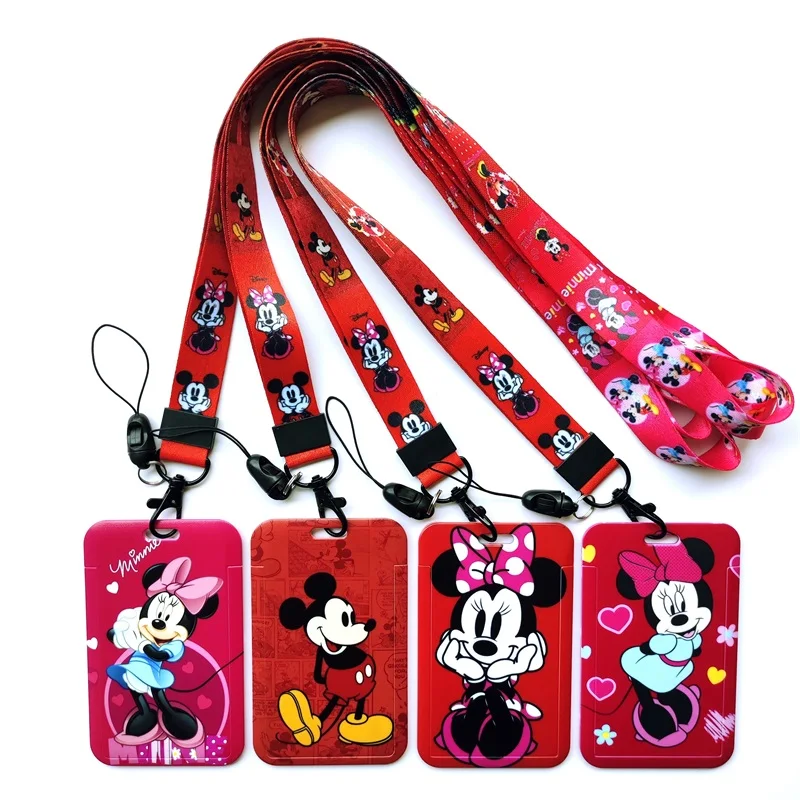 Disney Mickey Minnie Mouse Girls Sliding Lanyard ID Card Holders Badge Holders Hard Plastic Card Sleeves For Worker