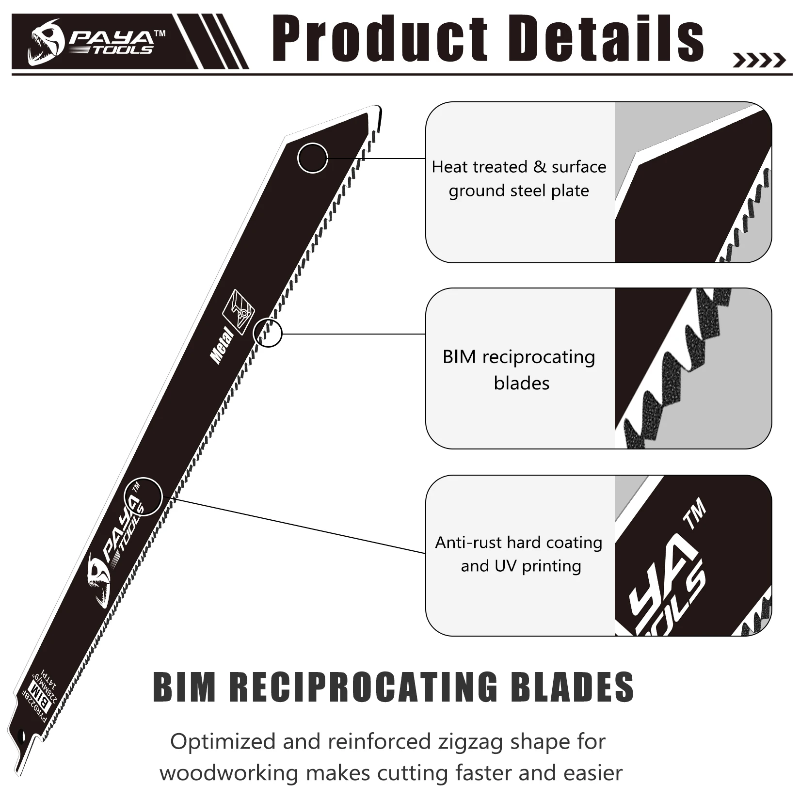 PAYA 10PCS 9Inch Metal Cutting Reciprocating Saw Blade Set 14TPI Sabre Saw Blades for Sheet Metal Wood With Nails Aluminum Cut view 3