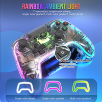 Wireless transparent color ambience light handle with Hall sensor+3D rocker, suitable for switch/switch lite console/Android/PC.