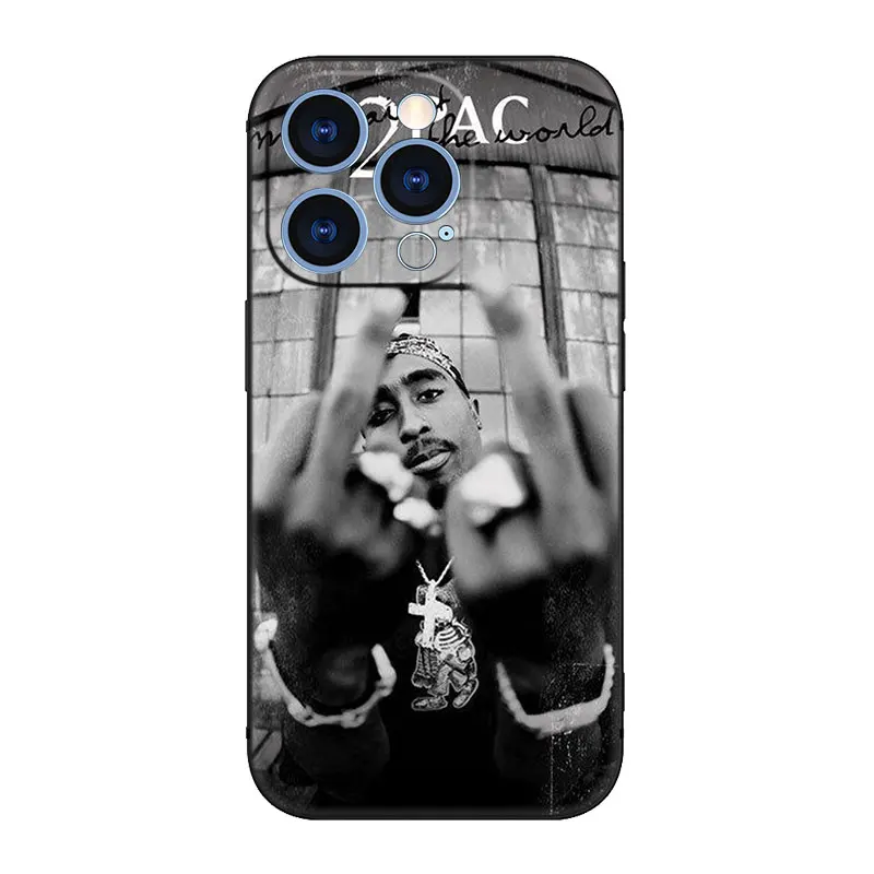 Rapper 2pac Singer Tupac Phone Case For Apple iPhone 14 13 12 Mini 11 Pro XR X XS MAX 6S 7 8 Plus 5S SE 2020 2022 Black Cover