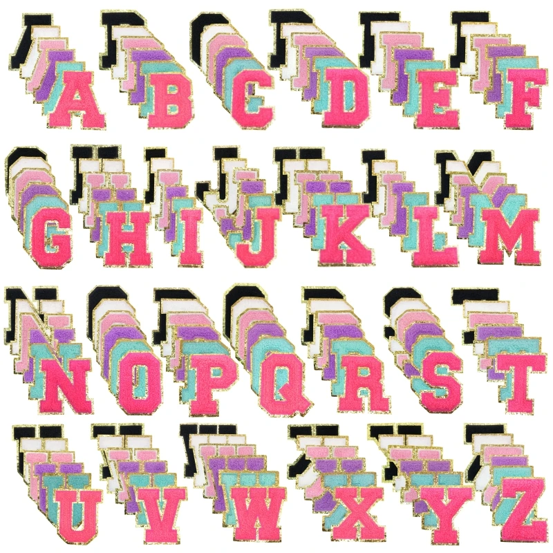 6pcs Chenille Letters Patches Embroidery Iron on Letters Patch Appliques for Clothing Stickers DIY Accessories Large size: 8.2CM