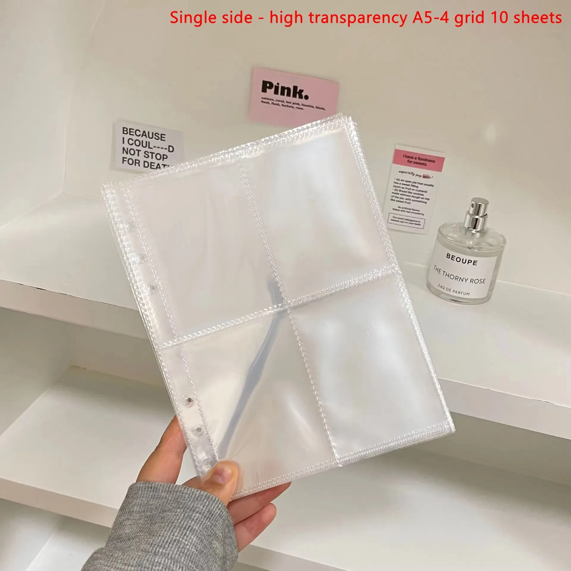 10 Sheets of A5 Loose-leaf PP Transparent Pull-in Inner Pages 6-hole File Bag Photos Material Card Data Storage Book Inner Pages