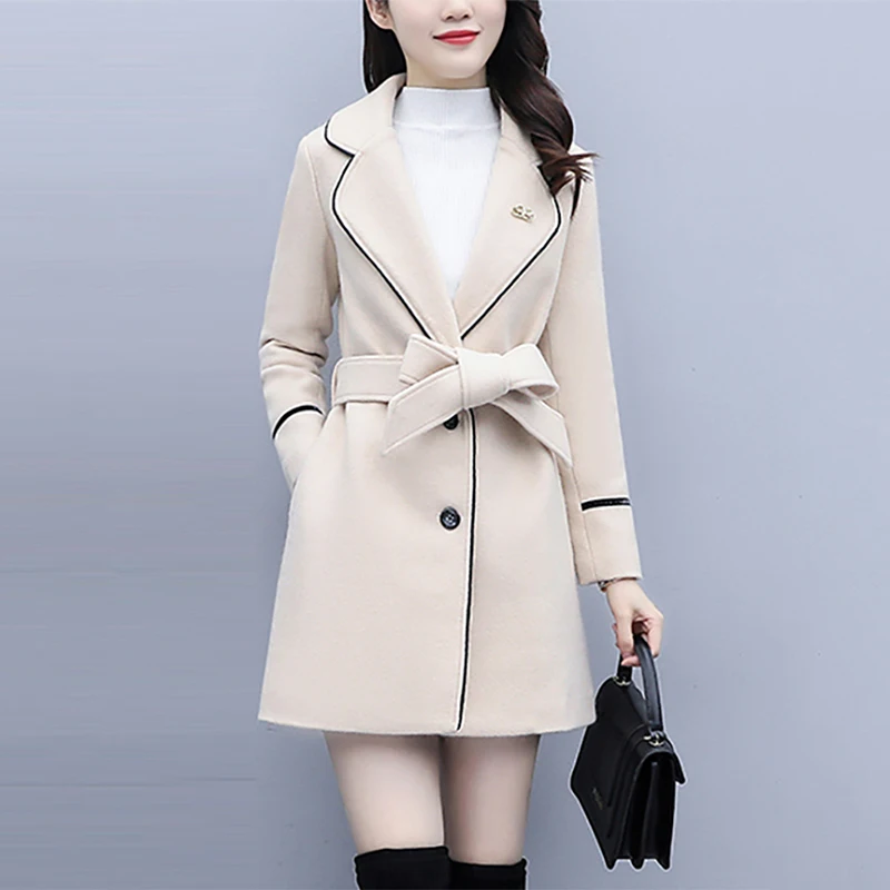 

Woolen Coat Female Windbreaker Autumn Winter 2022 New Length Fashion High-End Double-Sided Cashmere Thicke Jacket Women Overcoat