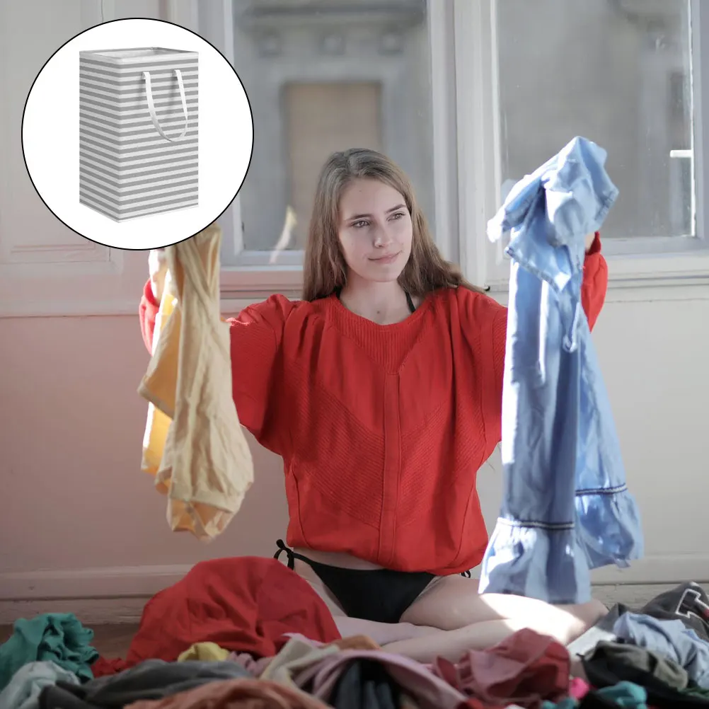 

Laundry Hamper Upright Storage Basket Laundry Basket Handles Clothes Hamper Bedroom Dorm Apartment Use