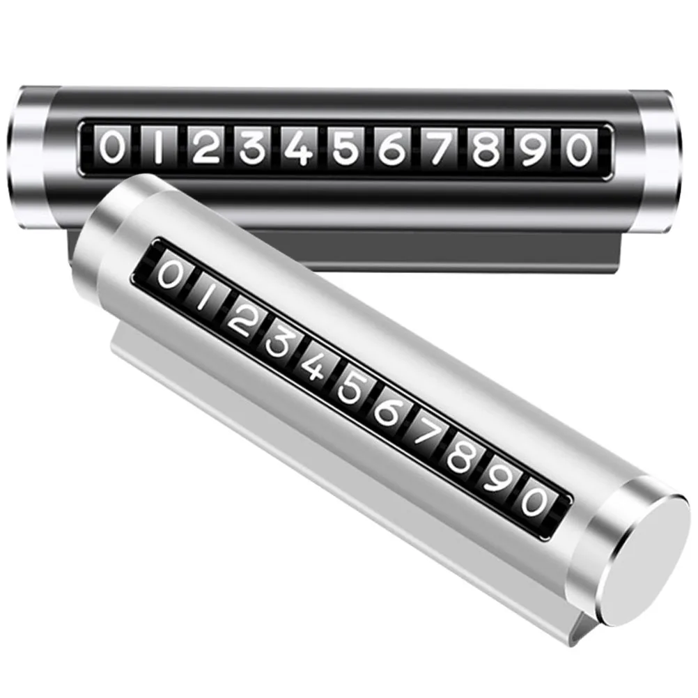 

2Pcs Car Phone Number Card Aluminum Alloy Rollable Number Change Easy Transport Elegant Appearance Long Lasting