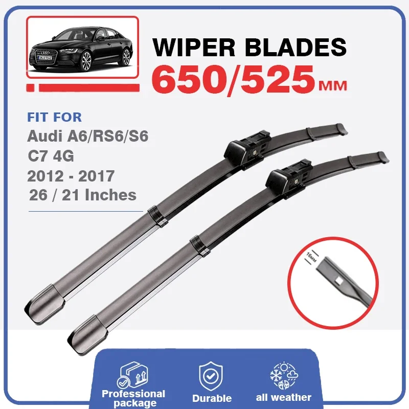 Front Wiper Blades Set For Audi A6 RS6 S6 C7 4G 2012 2013 2014 2015 2016 2017 Allroad Avant 26\