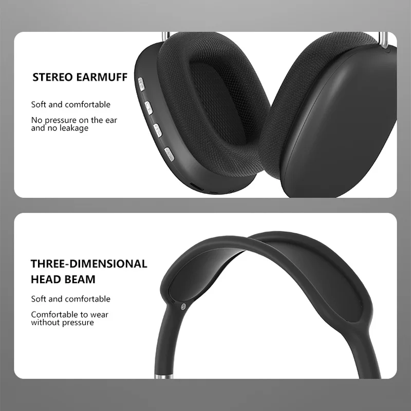 New P9 Wireless Bluetooth Headphones Noise Cancelling with Microphone Pods Over Ear Sports Gaming Headset for Apple iPhone image 6