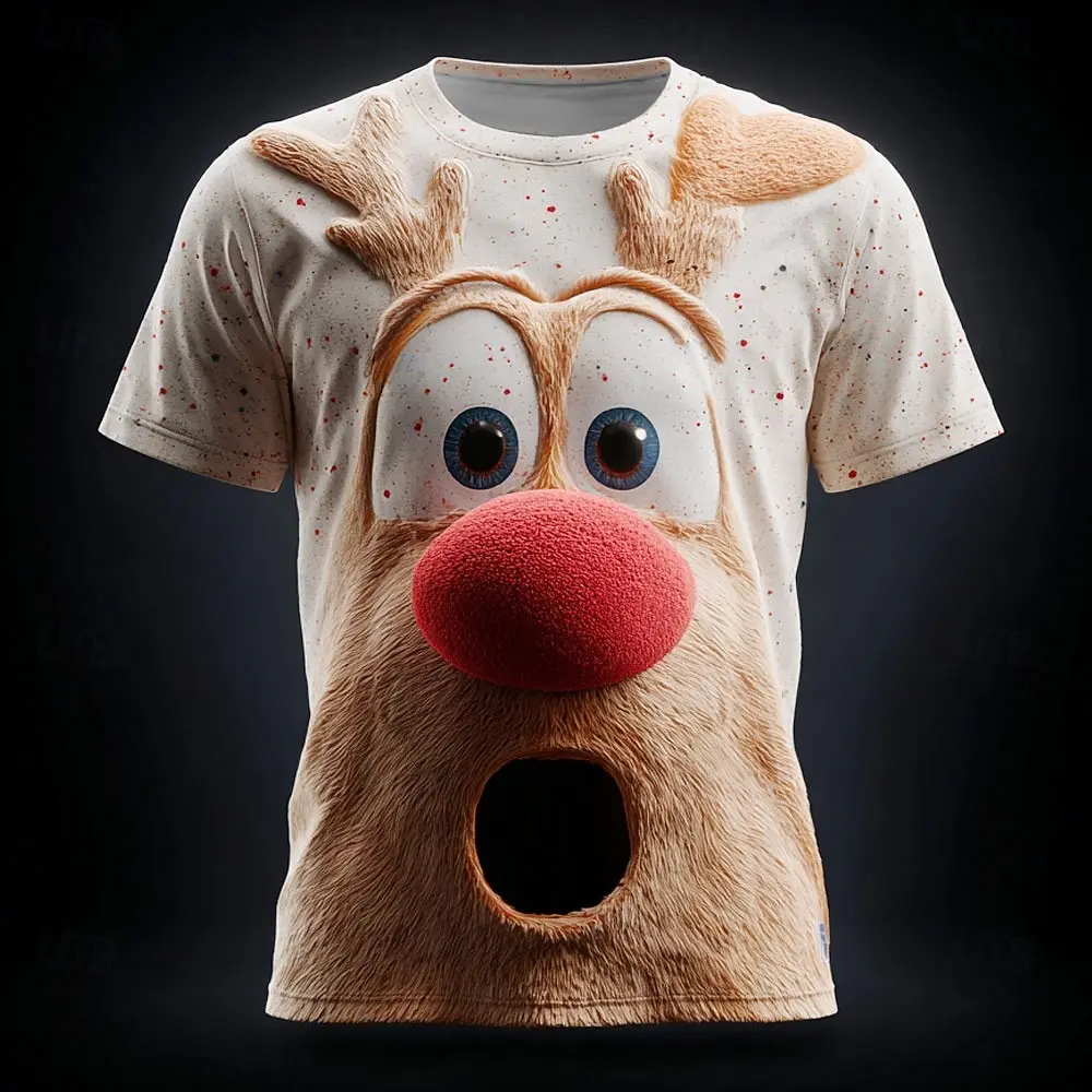 

Men's Women's Funny Elk Graphic Shirt Sleeve T-Shirt Christmas Theme Casual Comfortable Festival Clothes Fashion Creative Design