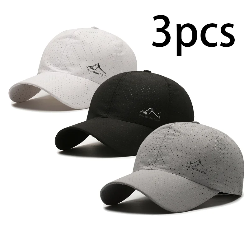 Couple's 3-Pack Quick Dry Breathable Baseball Caps, Lightweight Mesh Sun Hats for Running & Outdoor Activities, image 5