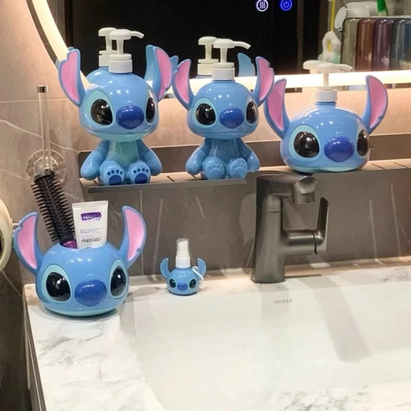 

Disney Stitch 1300ML Lotion Bottle Kawaii Anime Figures Model Travel Bottles Refillable Shampoo Shower Gel Squeeze Bottle Gift