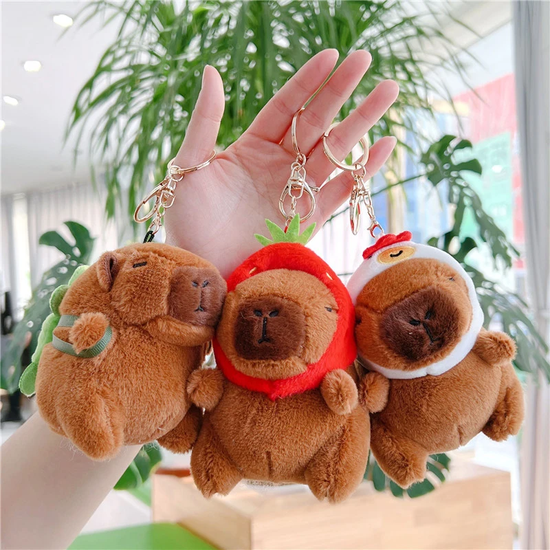 Cute Capybara Plush Keychain Backpack Pendant Toy Car Key Ring Decoration Accessories Kawaii Stuffed Doll Children Birthday Gift