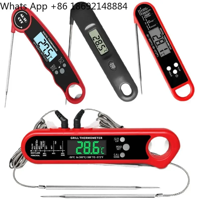 Food Thermometer Probe for Rapid Temperature Measurement Folding Digital Display for Kitchen Barbecue
