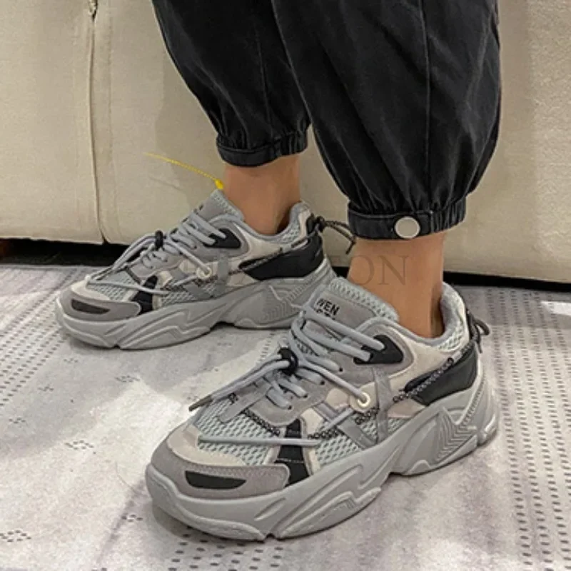 Mesh Dad Shoes Thick Soles Fashionable and Versatile Trendy Couple Shoes Neutral Breathable and Comfortable Sports Shoe