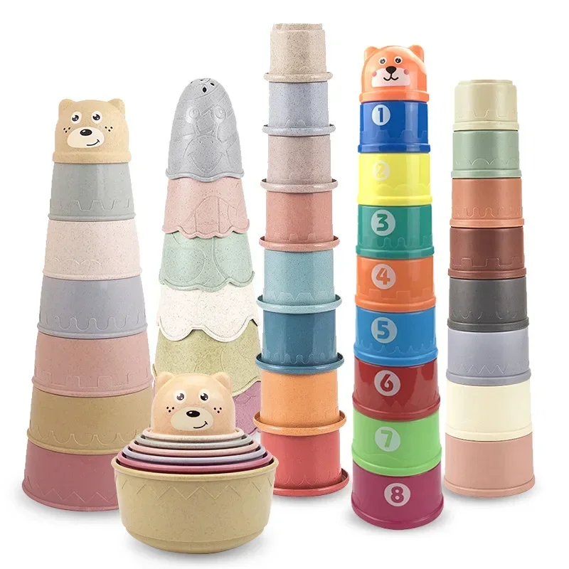 Stacking Cups Toy For Rabbits Multi-Colored Reusable Small Animals Puzzle Toys For Hiding Food Playing Bunny Accessories Pet