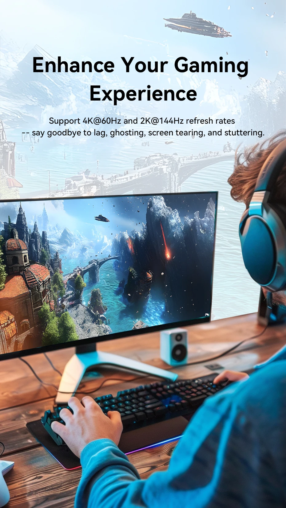 Vention 4K USB C auf DP Kabel USB Typ C auf 8K/60Hz DisplayPort Kabel für iPhone Tablet PC Monitor Laptop HDCP HDR DP Kabel – Detail 3