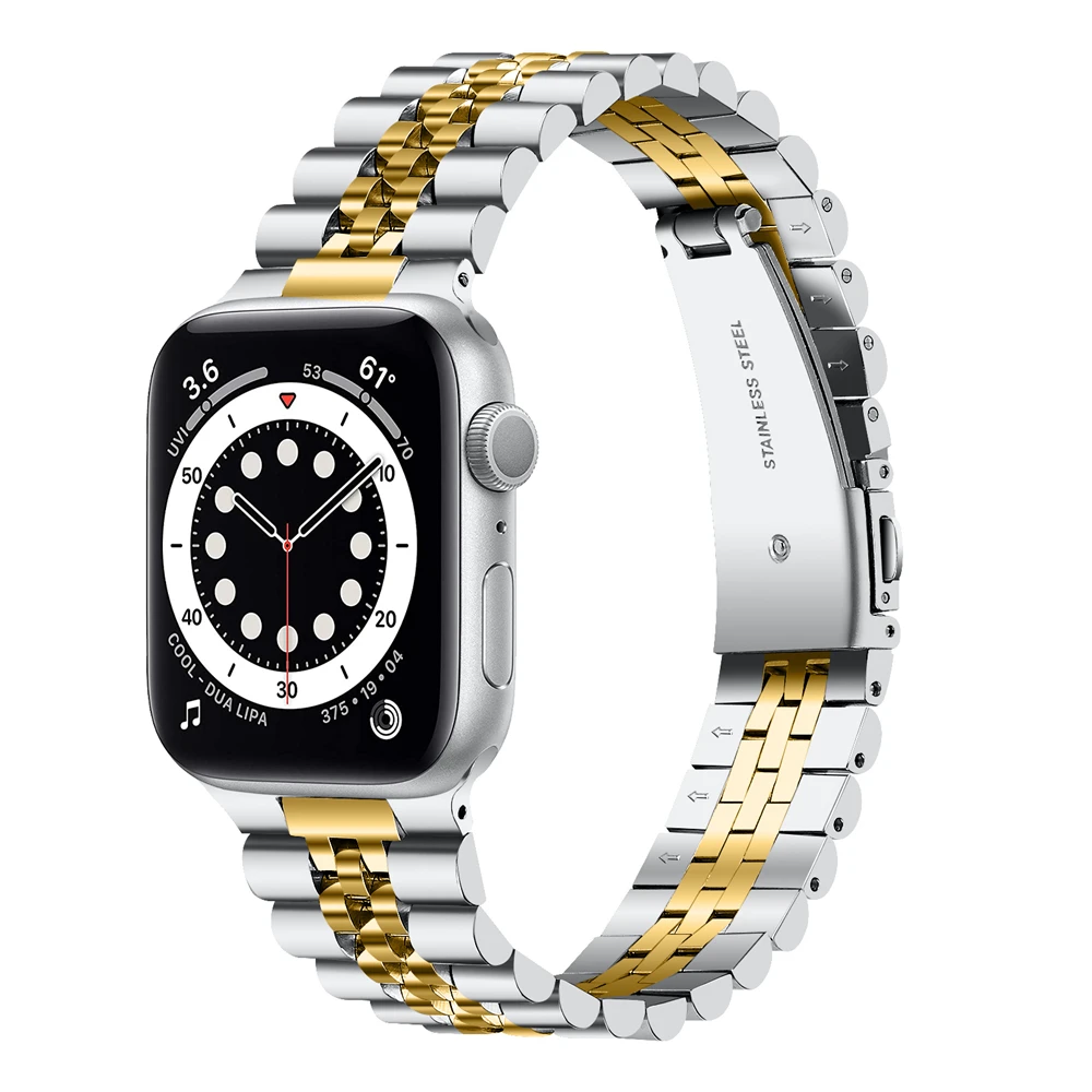 

For iwatch SE Iwatch 6 5 4 44mm 40mm band man women Plush Business strap for appl watch bands Stainless Steel bracelet