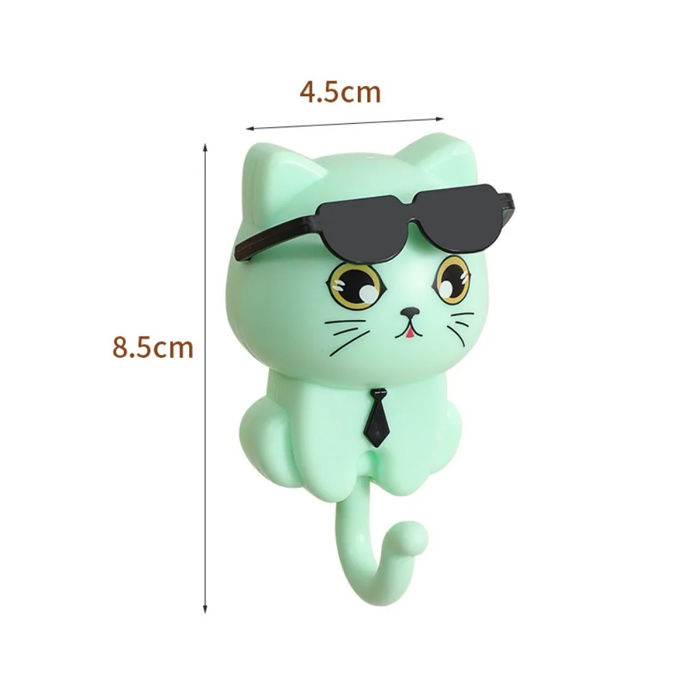 Creative Plastic Cartoon Cat Hooks Decorative Wall Hanging Key Hangers Waterproof Sticky Hooks Entrance