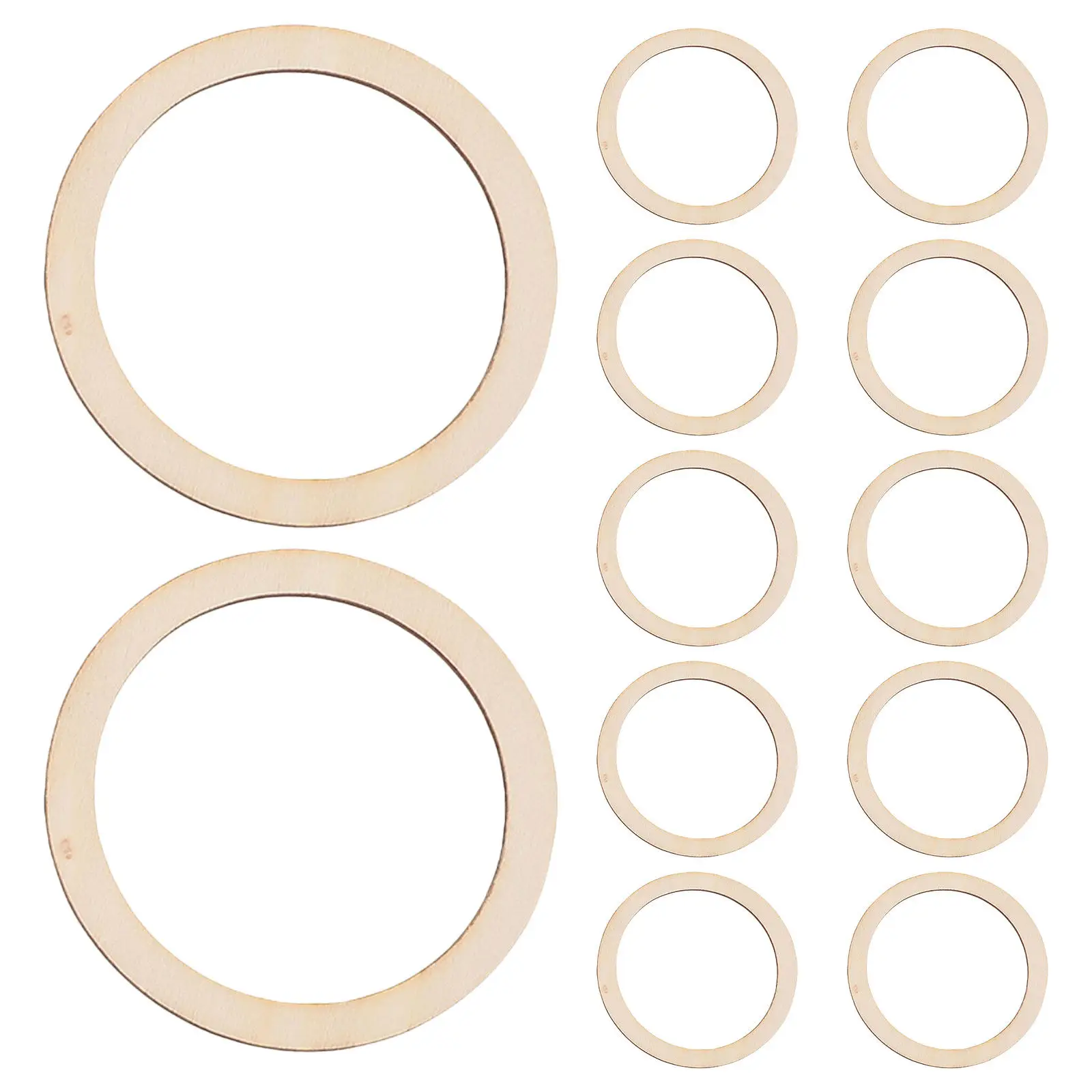 

50Pcs Blank Wooden Circles Round Unfinished Craft Rings for DIY Graffiti Markers Glitter Ribbon Lace Home Decoration Macrame