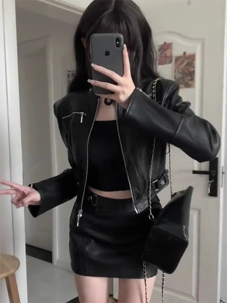 

Bla ort из искусственной кожи для женщин, мотоциклетная одежда Spicy Girl, осенний новый дизайн, сенсорный размер, верхняя одежда Faion