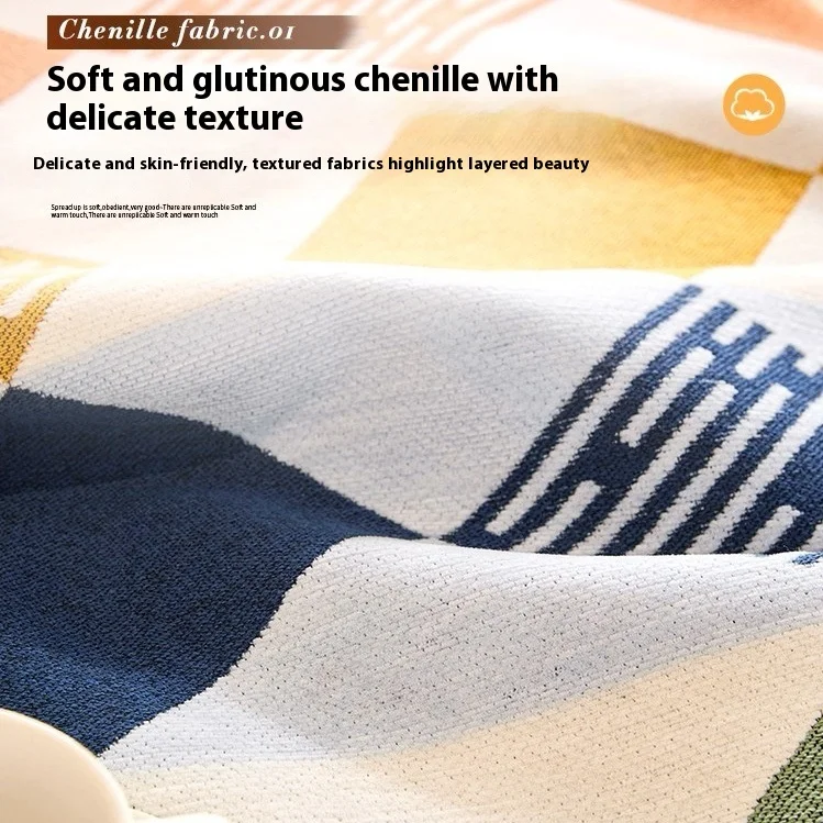 Nordic Chenille Sofa Cushion for Four Seasons Wrap Side Solid Color Couch Seat Cover with Backrest Universla Sofa Towel