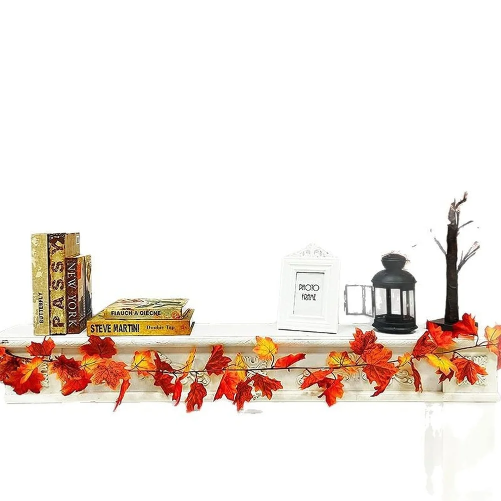 Artificial Maple Leaf Vine Garland 175cm Silk Foliage Decoration For Halloween Christmas Wedding Home Party Fireplace Stair