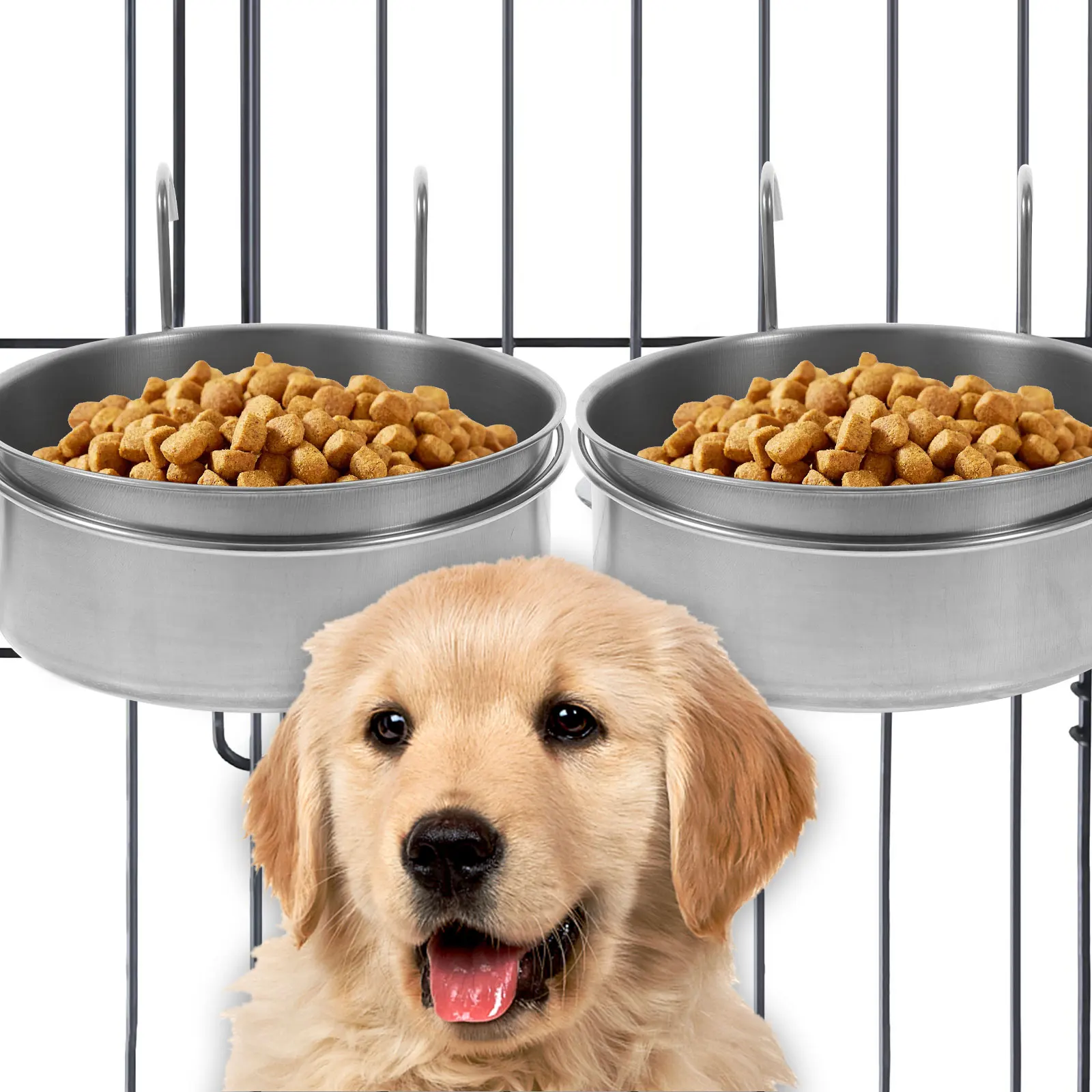 

Hanging Stainless Steel Anti-Overturn Food Water For Dogs Cats Multifunctional Removable Puppy Kitten Household Dog Cat Bowl Pet