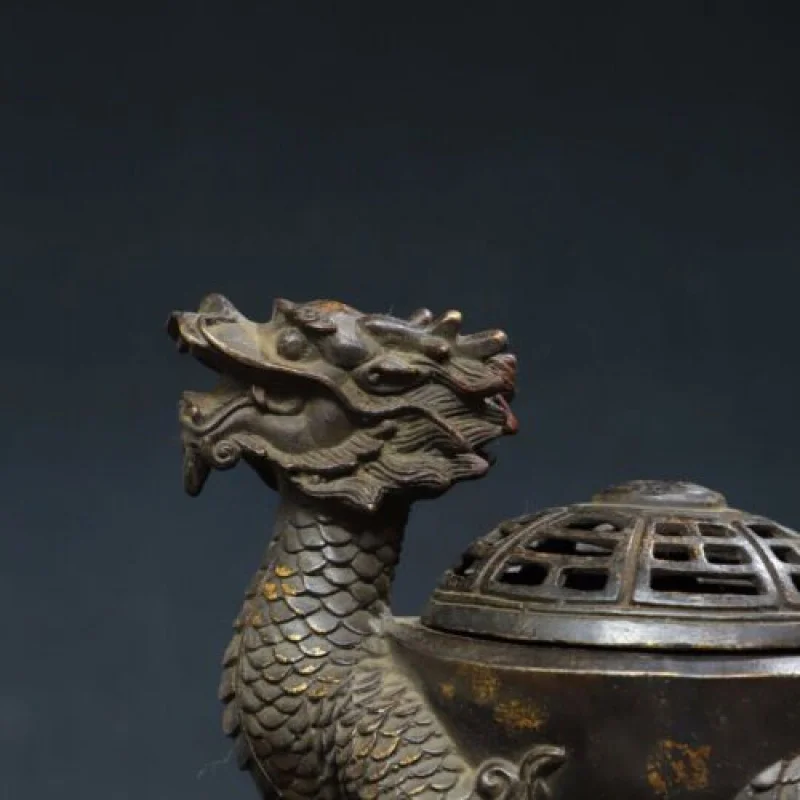 Old Collection Treasure Copper Tuo Jin [Dragon Turtle] Incense Burner