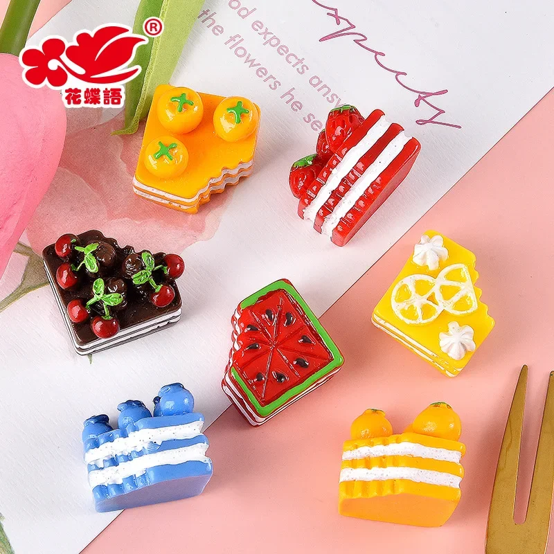 5pcs Simulation Food Play Fruit Cake resin flatback cabochons diy crafts materials jewelry making charms