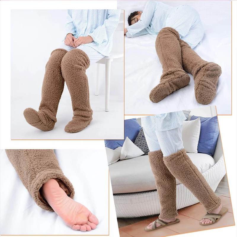 Oberschenkel hohe Fuzzy-Socken über dem Knie über kniehohen Plüschs trümpfen für Frauen Winter