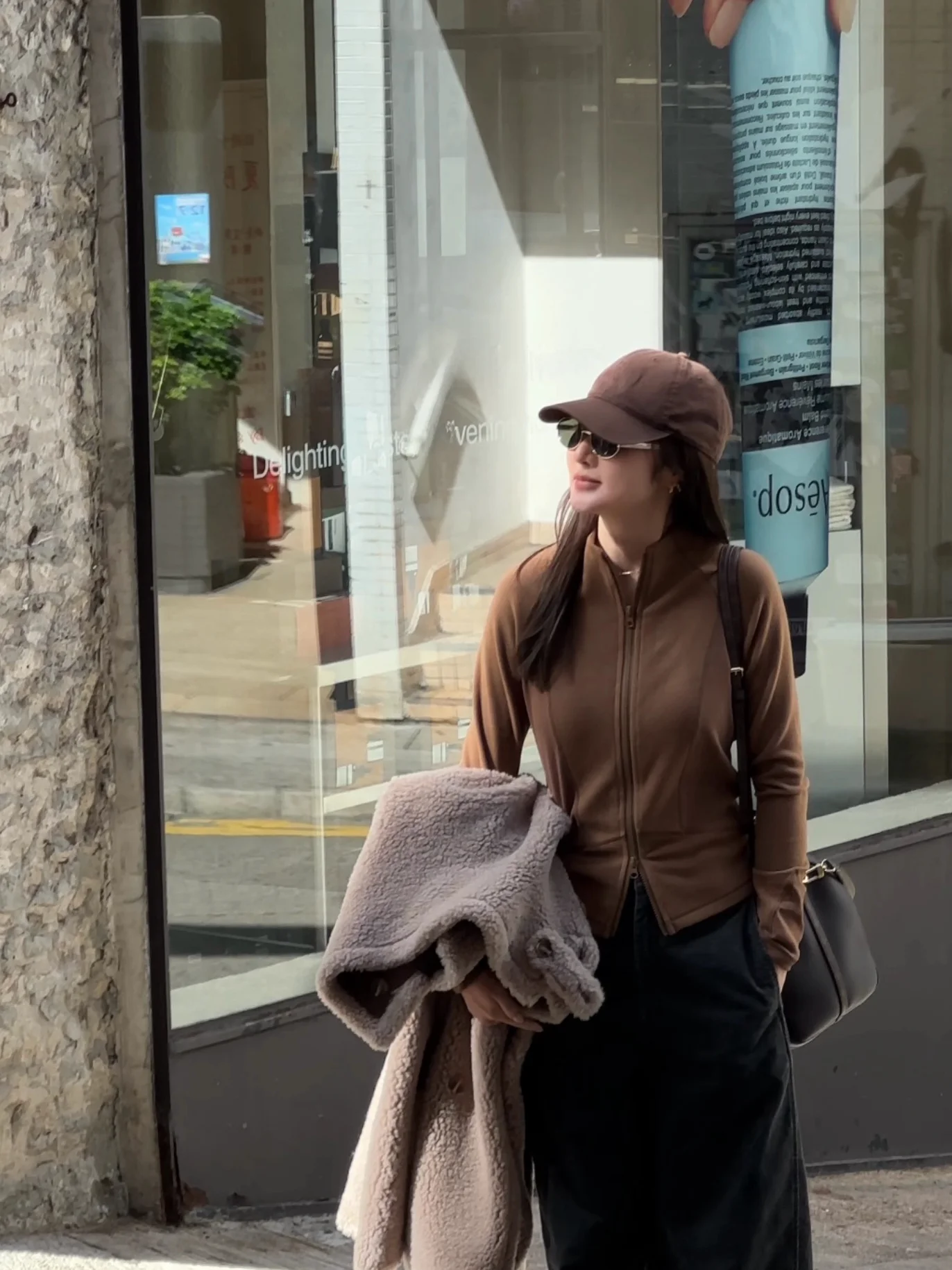 

AIMURSE Patchwork Wool Blend Thiened Double Zipper Warm Cardigan Geometric Casual High Collar Long Sve Women's Knitted S...