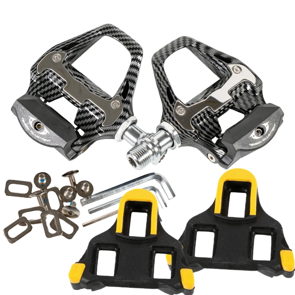 Bicycle Accessories Road Bike Lock Pedals Nylon Anti-Skid Racing Training Bicycle Pedals with DU Bearings and Cleats