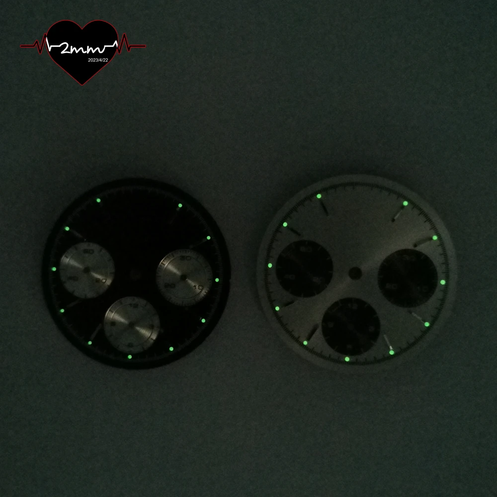 قرص الساعة 30.5 ملم أمة الله ساعة فضية سوداء وجوه قرص فرعي أخضر لوم لحركة ST1903 ST 1903