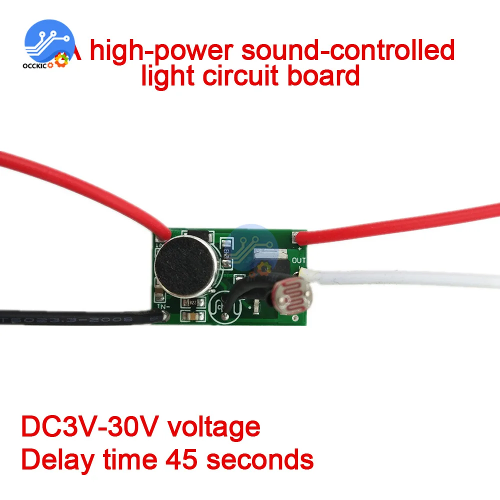 4A Cao-Công Suất Âm Thanh Điều Khiển Ánh Sáng Cảm Biến DC 3V-30V Đèn Lái 5V 6V 12V 24V Cảm Quang Giọng Mô Đun Mạch