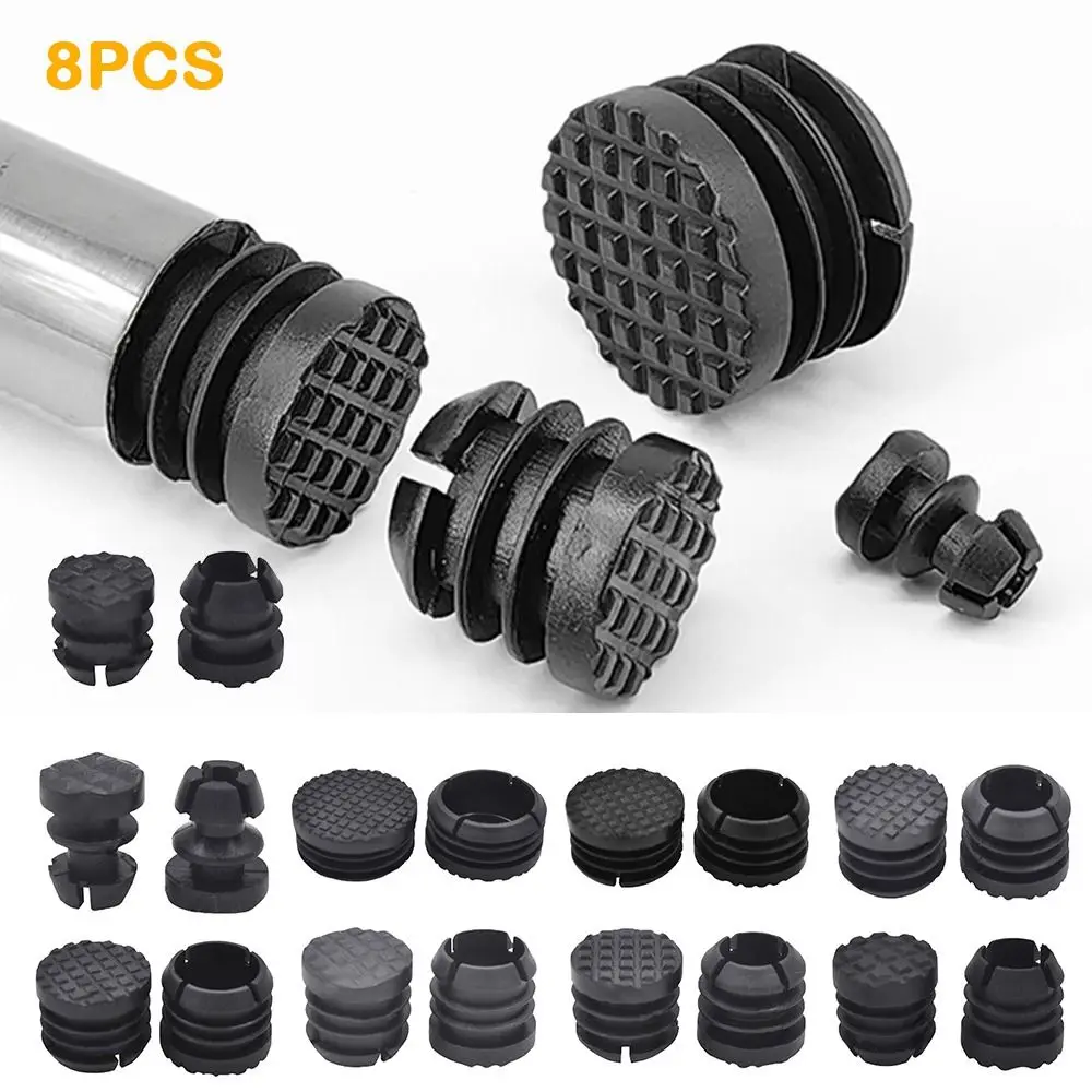 New 8pcs Round Tube Plug Black Thick Anti Slip Foot Pad Wheel Accessories Furniture Accessories Blanking End Caps Tube Pipe Home