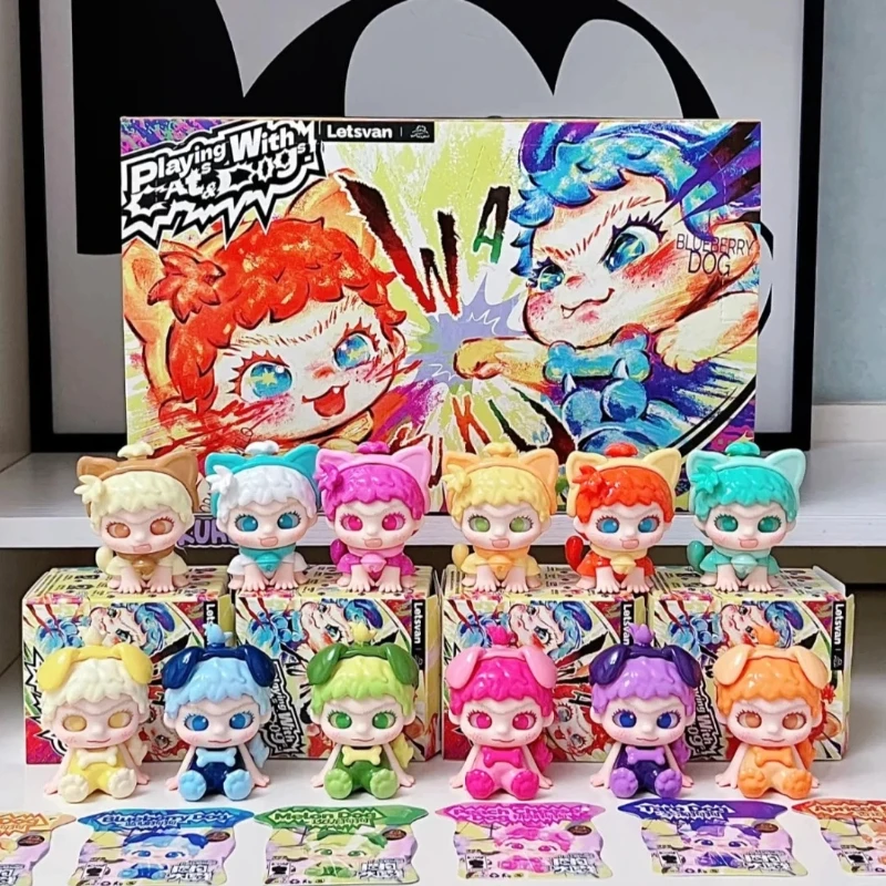 

Letsvan Wakuku играет с кошками и собачками серии виниловая глухая коробка мультфильм милые забавные игрушки в виде животного настольный красочный орнамент загадочный подарок