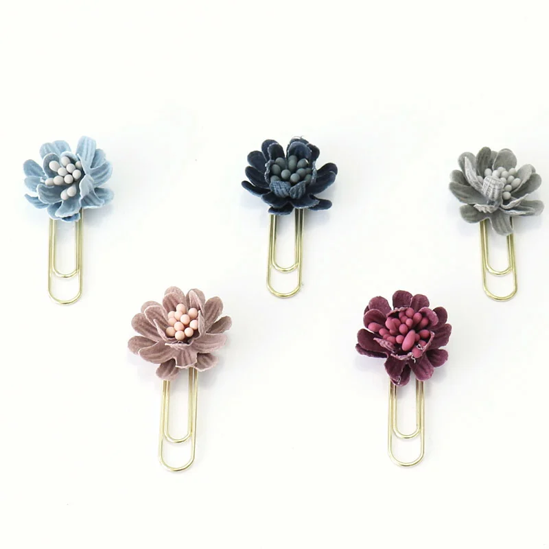 4pcs Modeling Flower Paper Clip Bookmark Note Holder Decor Paperclip Book Folder Memo Binder Planner Clips Office Stationery