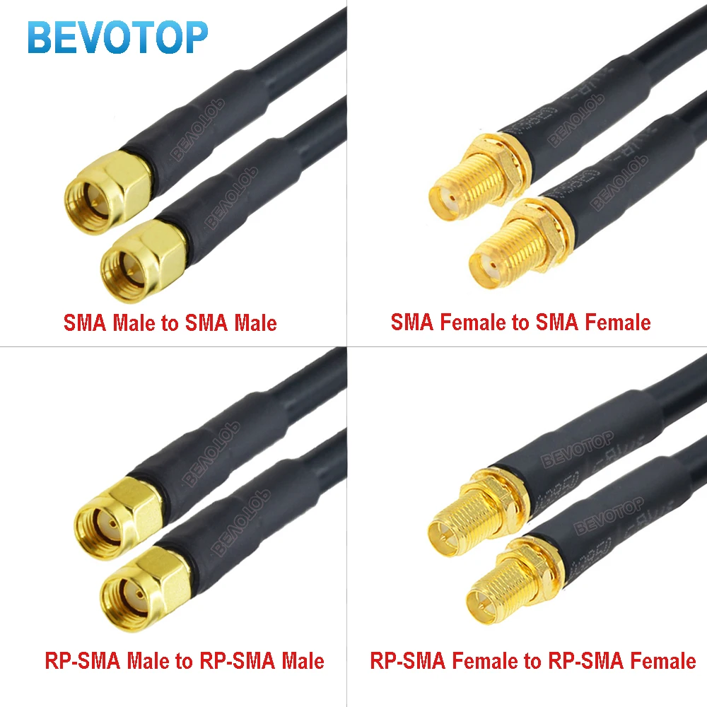 1PCS LMR300 Cable RP SMA/SMA to SMA Male & Female LMR300 50-5 Pigtail Low Loss Coaxial Cable Extension 10CM~30CM