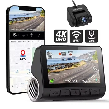 4K Dash Camera Front and Rear Dual Cameras Support GPS WiFi Dash Cameras Wireless Vehicle Camera Car Electrical Appliances