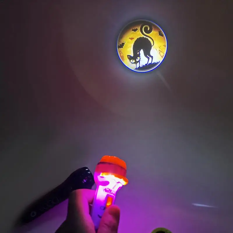 Halloween Projector Flashlight Halloween Toy Torch Projector Glowing Mysterious Atmosphere Enlightenment Cognitive Projector Toy