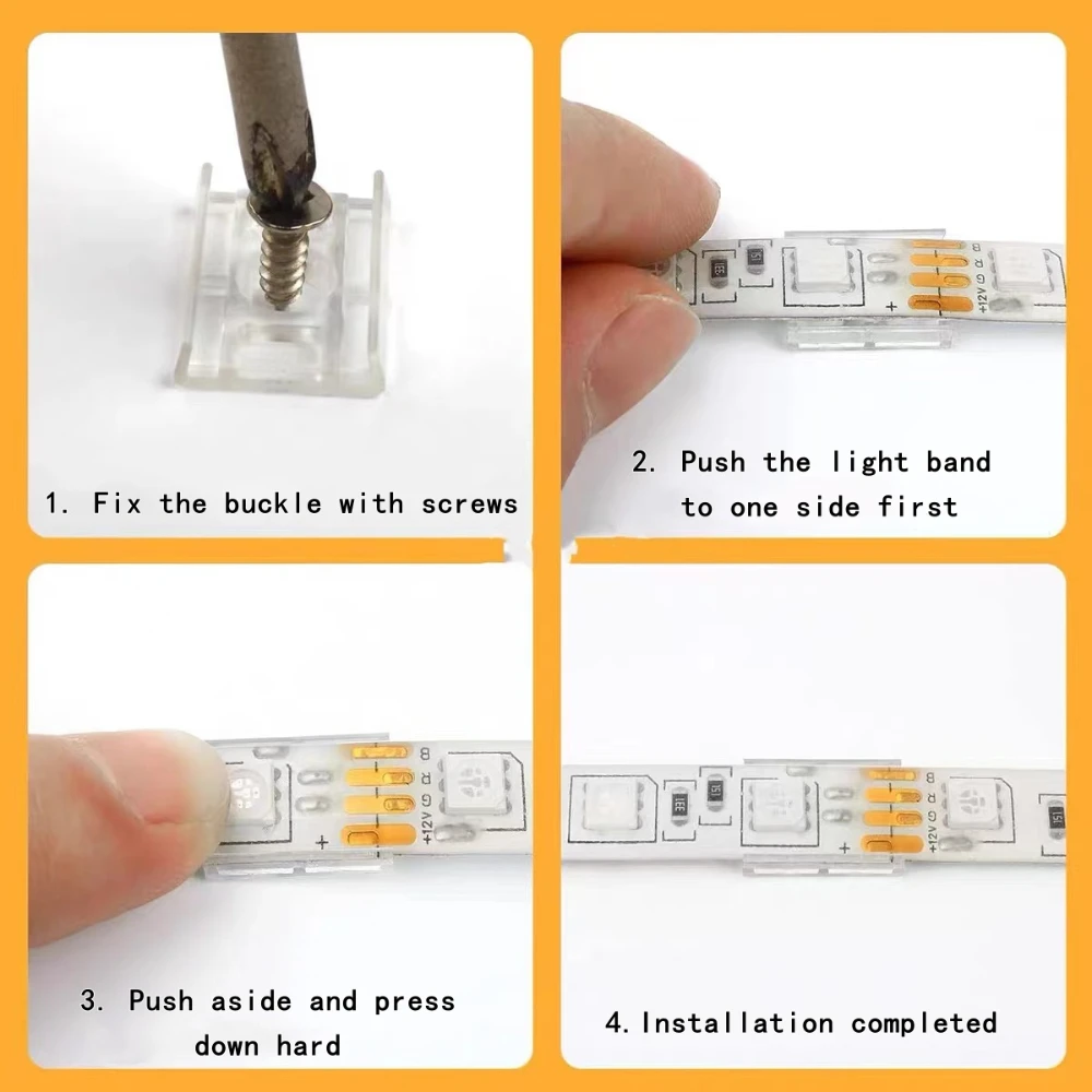 LED-Lichtleiste, feste Schnalle, Steckverbinder, 8/10/12 mm, bloße Platine, Tropfkleber, für SMD/COB-Lichtleiste, versteckte Einloch-Schraubenbefestigung