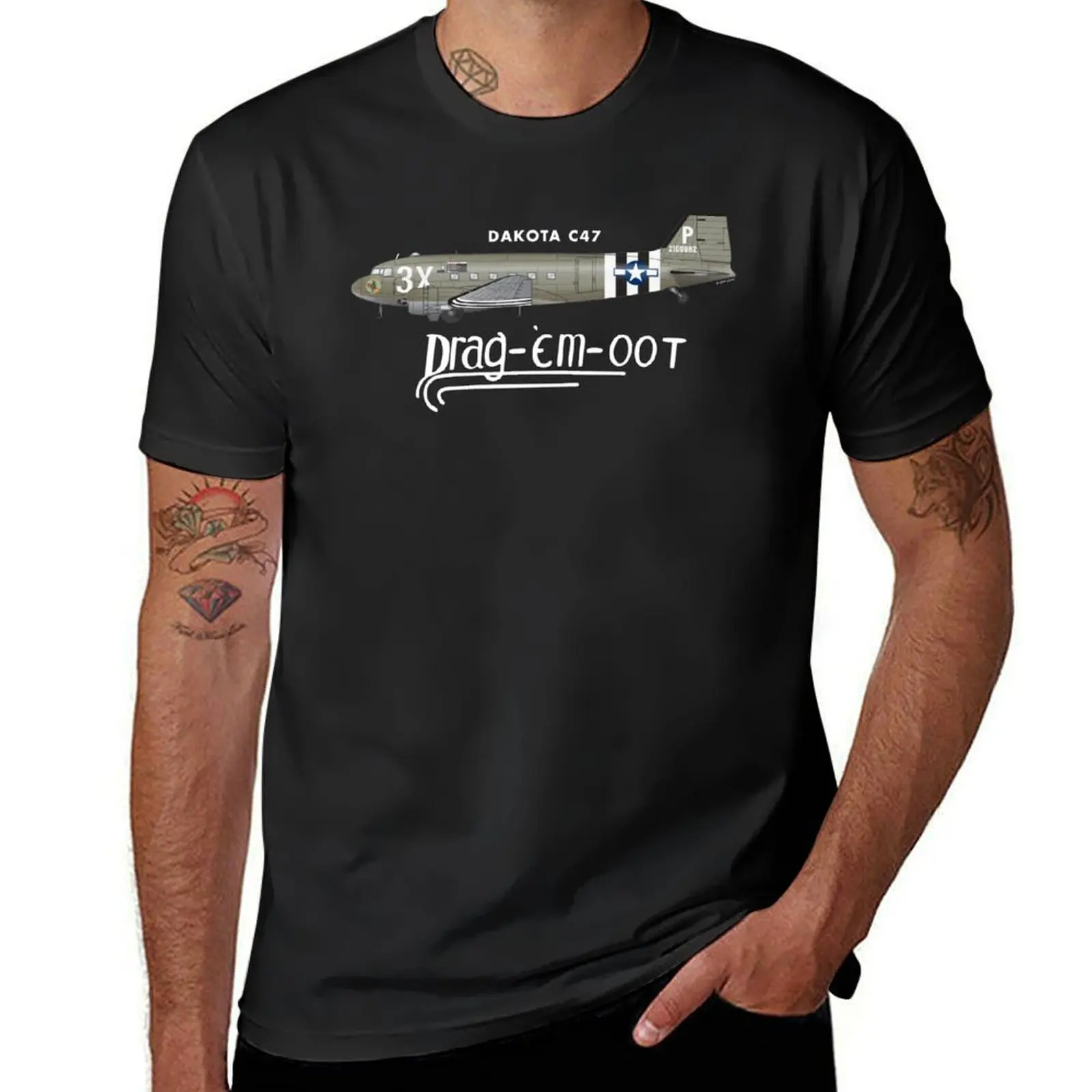 

DAKOTA C47 SKYTRAIN - DRAG 'EM OOT T-Shirt tees cute tops Men's t shirts
