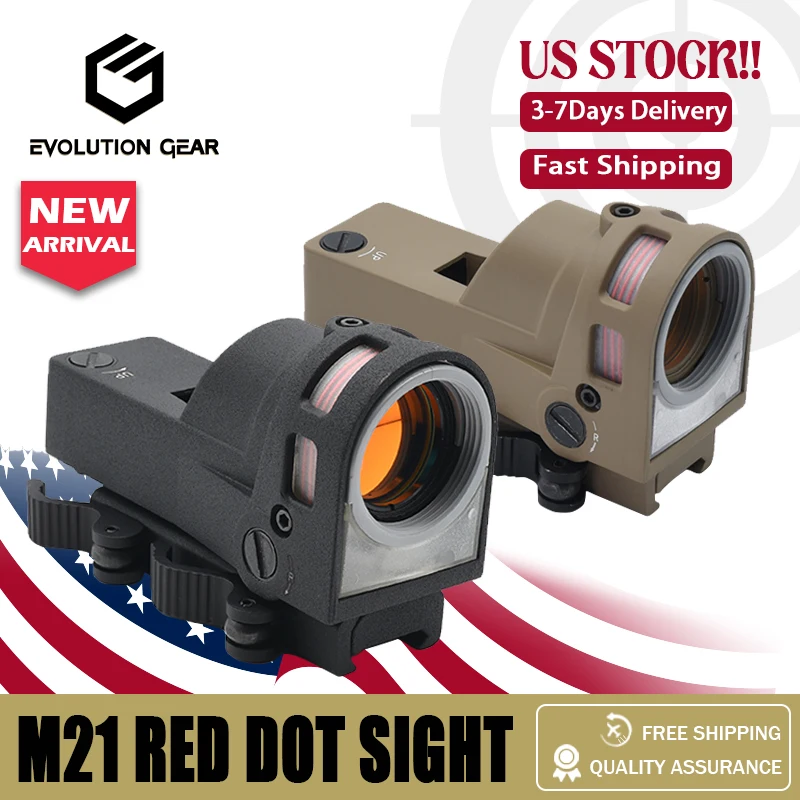 

US STOCK, M21 Red Dot Sight Illuminated Reflex for Rifle Airsoft Hunting and Shooting with QD Mount and Killflash, Need Battery