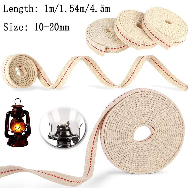 1Roll Cotton Lamp Wick Braided Cotton Flat Oil Lamp Lanterns Cotton Wicks Handmade Oil Based Lanterns Supplies 1-2cm